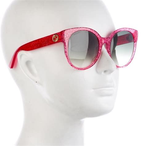 pink studded gucci glasses|Gucci pink glitter sunglasses.